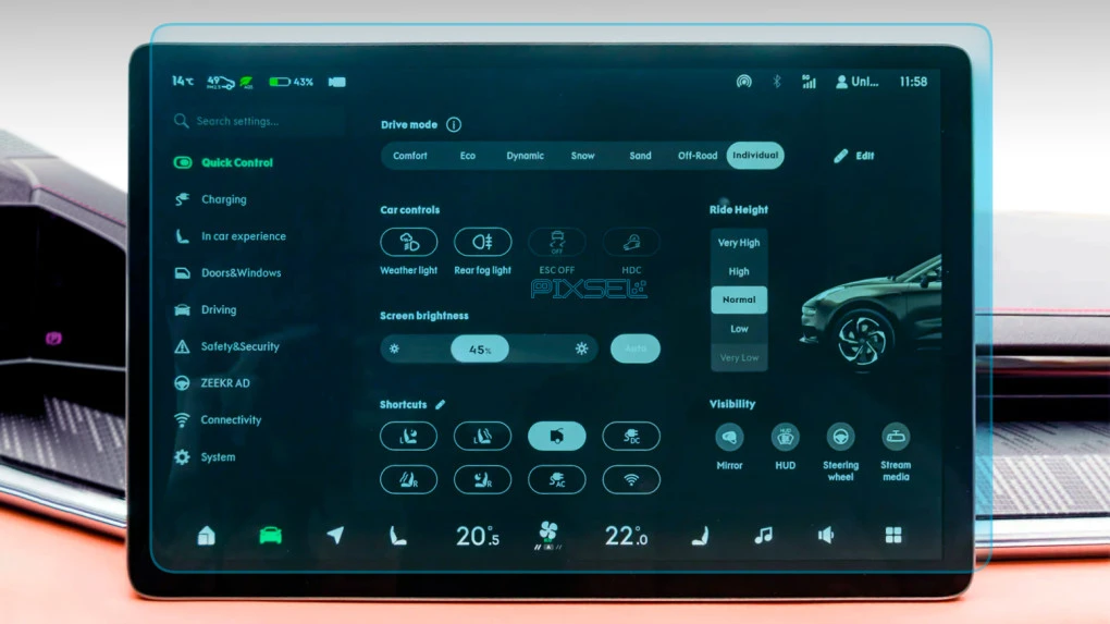 Zaščitno steklo Pixsel za monitor ZEEKR 001 - 16.6“ 2022 - 2024